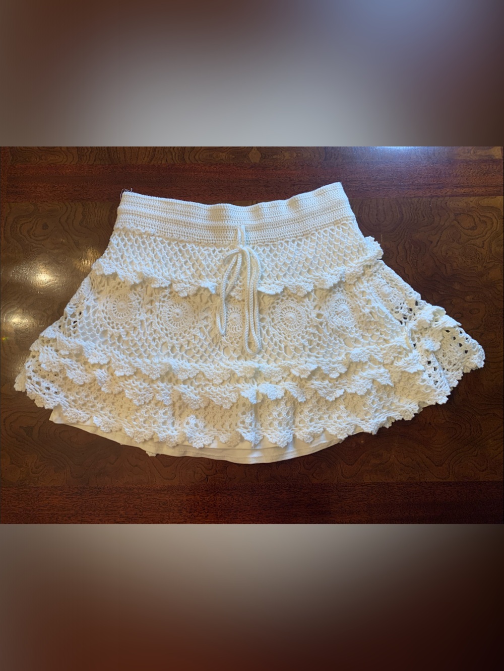 Forever 21 White Crochet Circle Skirt